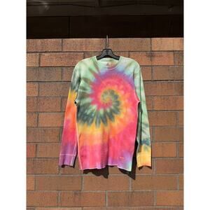 Supreme Hanes Hand Dyed 1/1 Long Sleeve Tie Dye Swirl Thermal Waffle Tee Shirt